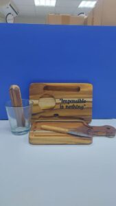 kit caipirinha personalizado - tabua, caldereta, faca, macetador