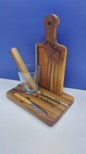 kit caipirinha personalizado - tabua, caldereta, faca, macetador